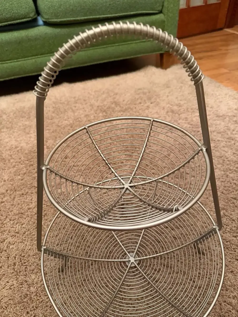 Tramontina 2-Tier Stainless Steel Wire Fruit Basket Stand with Handle